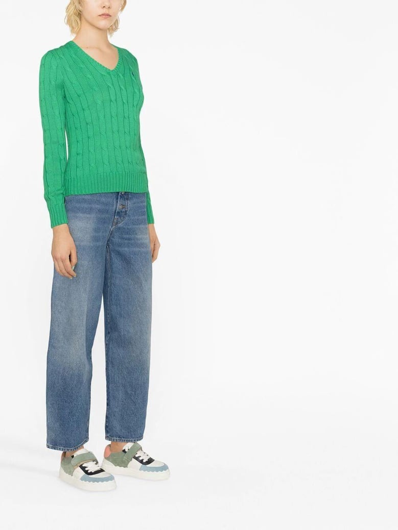 v neck braided sweater by Selfnex