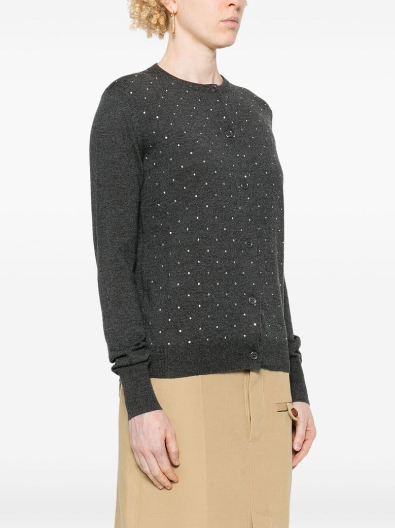 crew neck cardigan with embroidery by Selfnex