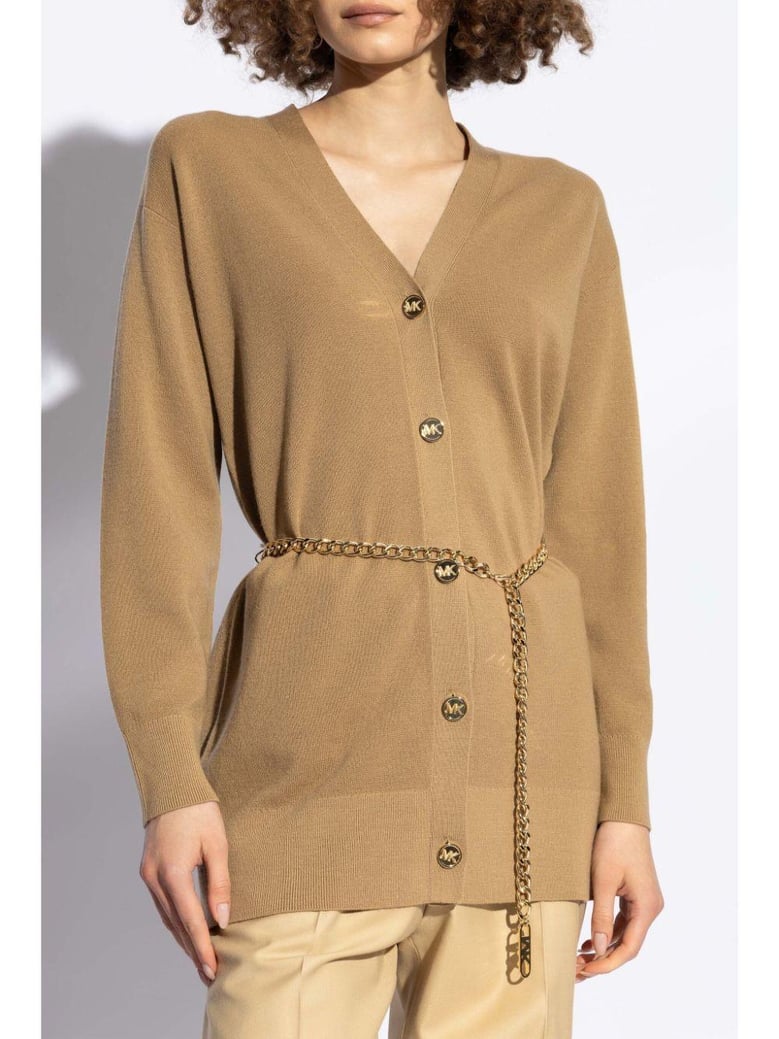 empire chain belt cardigan by Selfnex