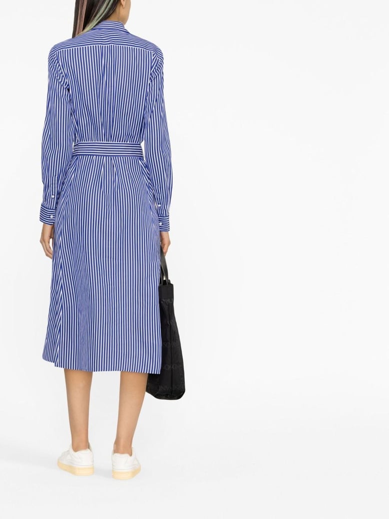 belted striped cotton shirtdress by Selfnex