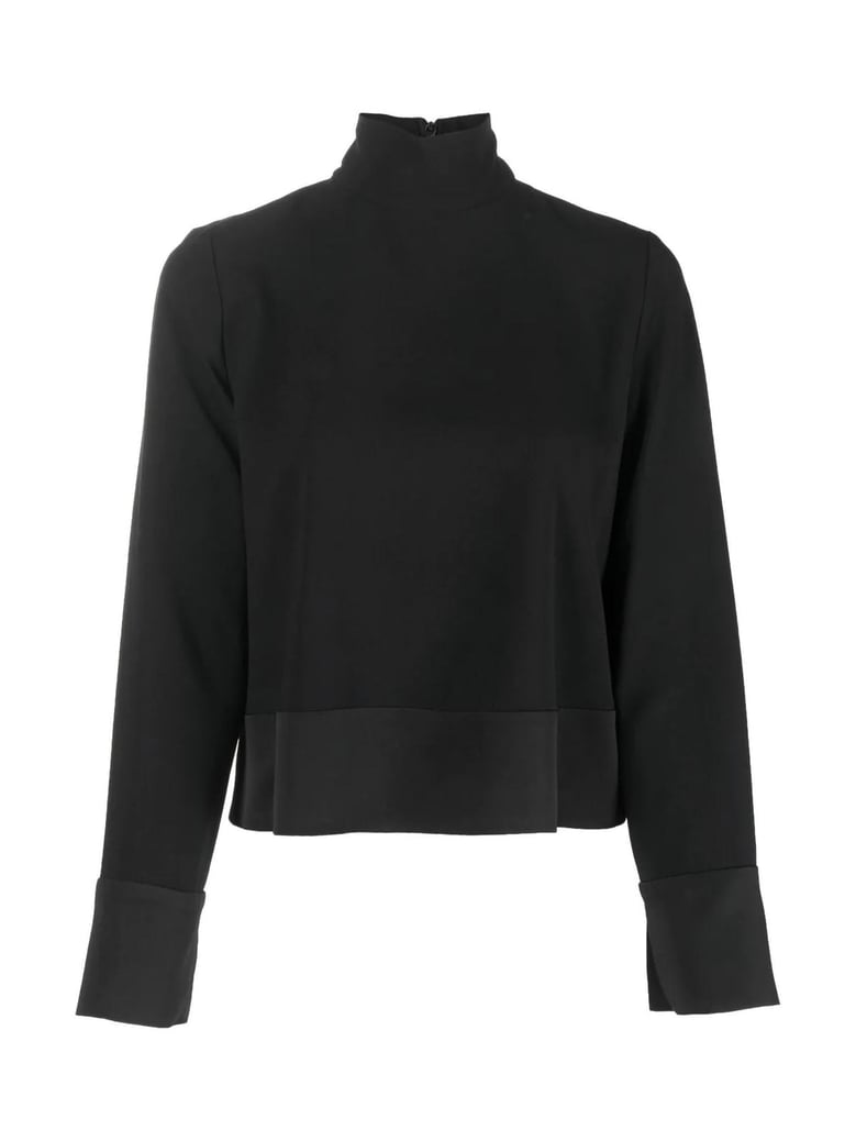 turtleneck blouse with satin band by Selfnex