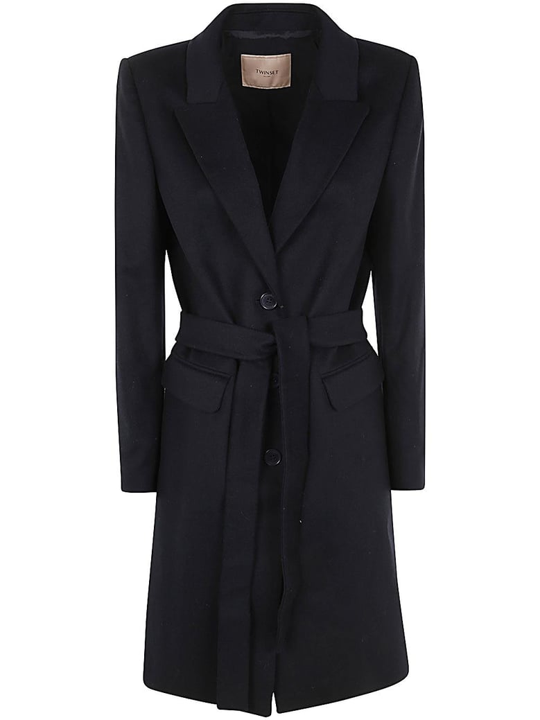 blue wool polyamide coat by Selfnex