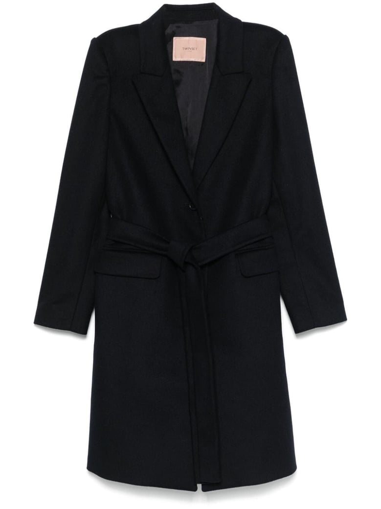 blue wool polyamide coat by Selfnex