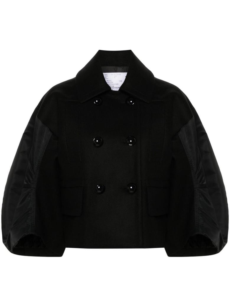 wool melton x nylon twill jacket by Selfnex