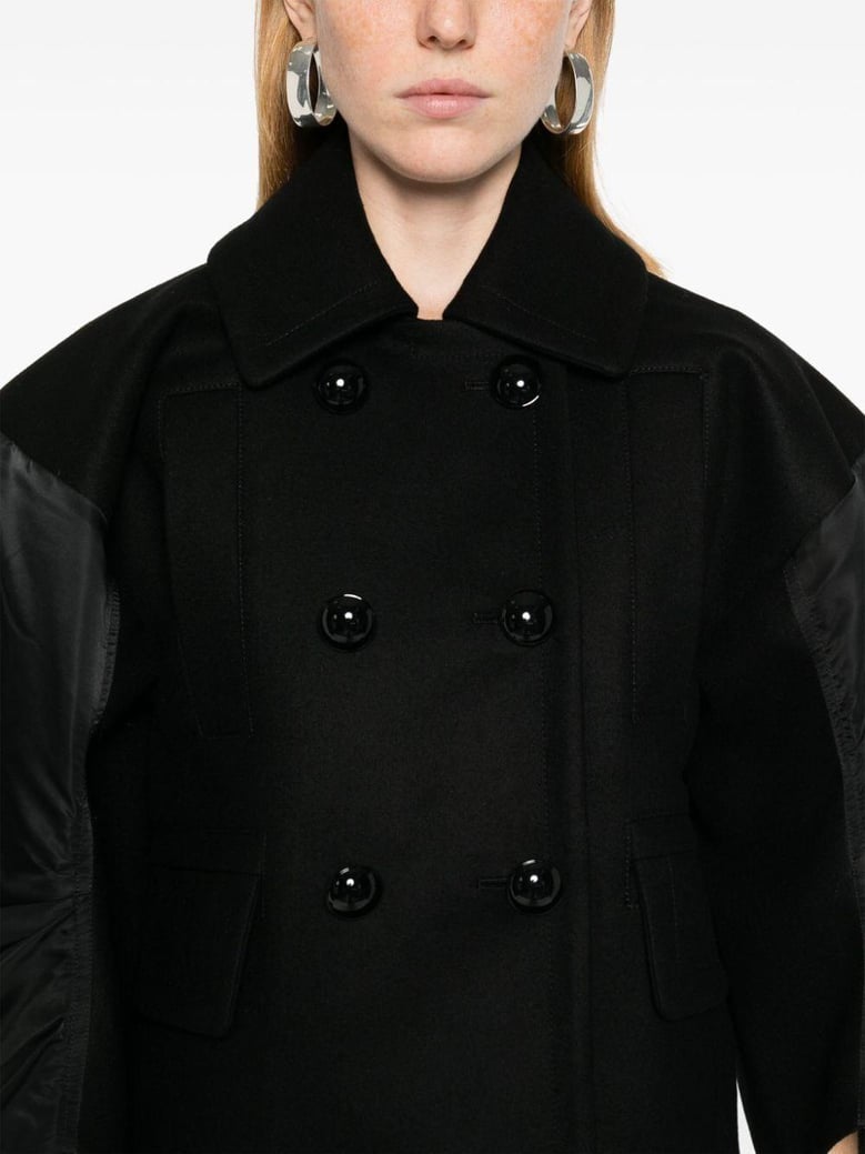 wool melton x nylon twill jacket by Selfnex