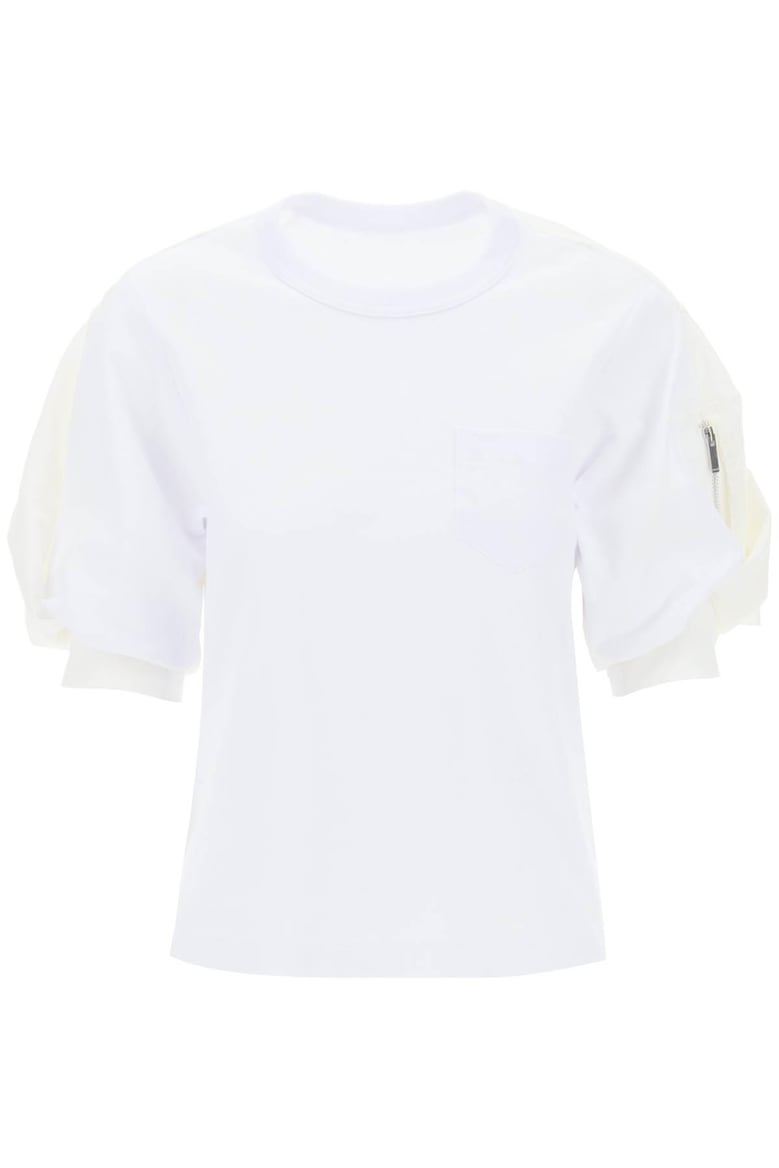 nylon twill x cotton jersey t-shirt by Selfnex