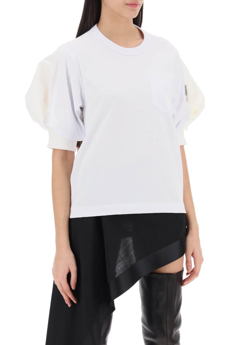 nylon twill x cotton jersey t-shirt by Selfnex