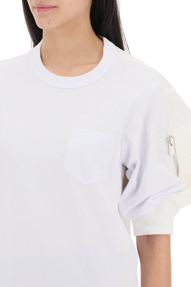 nylon twill x cotton jersey t-shirt by Selfnex