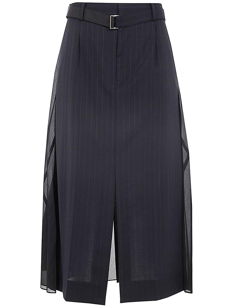 chalk stripe glencheck skirt by Selfnex