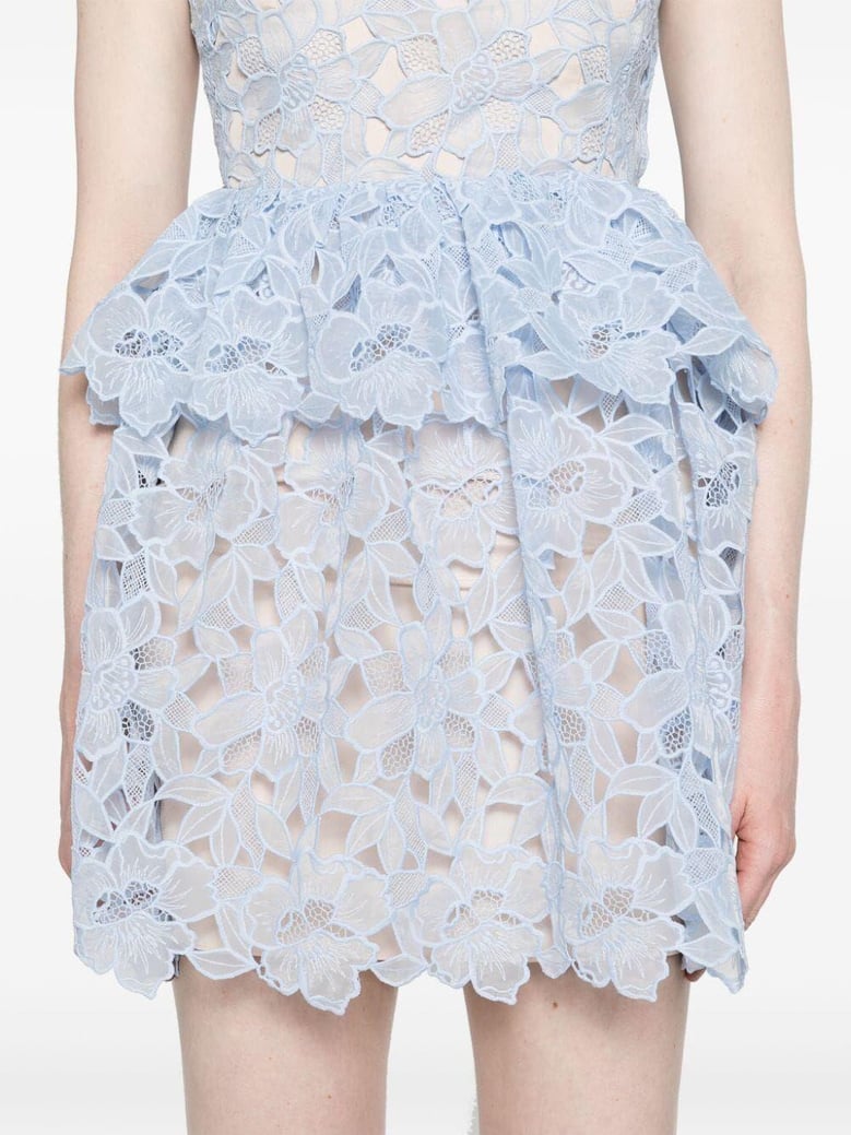 blue organza lace mini dress by Selfnex