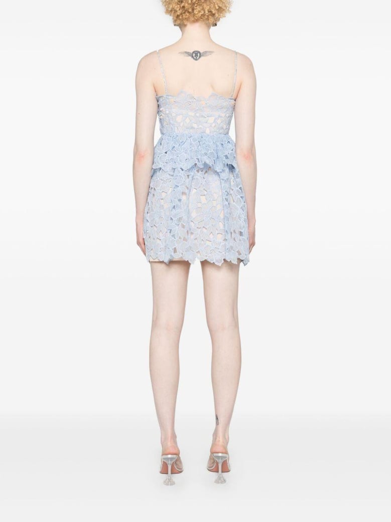 blue organza lace mini dress by Selfnex