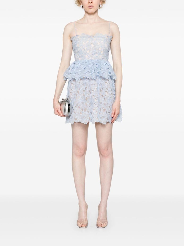 blue organza lace mini dress by Selfnex