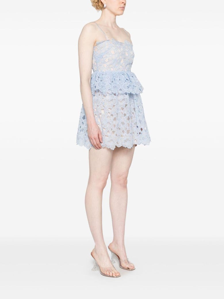 blue organza lace mini dress by Selfnex