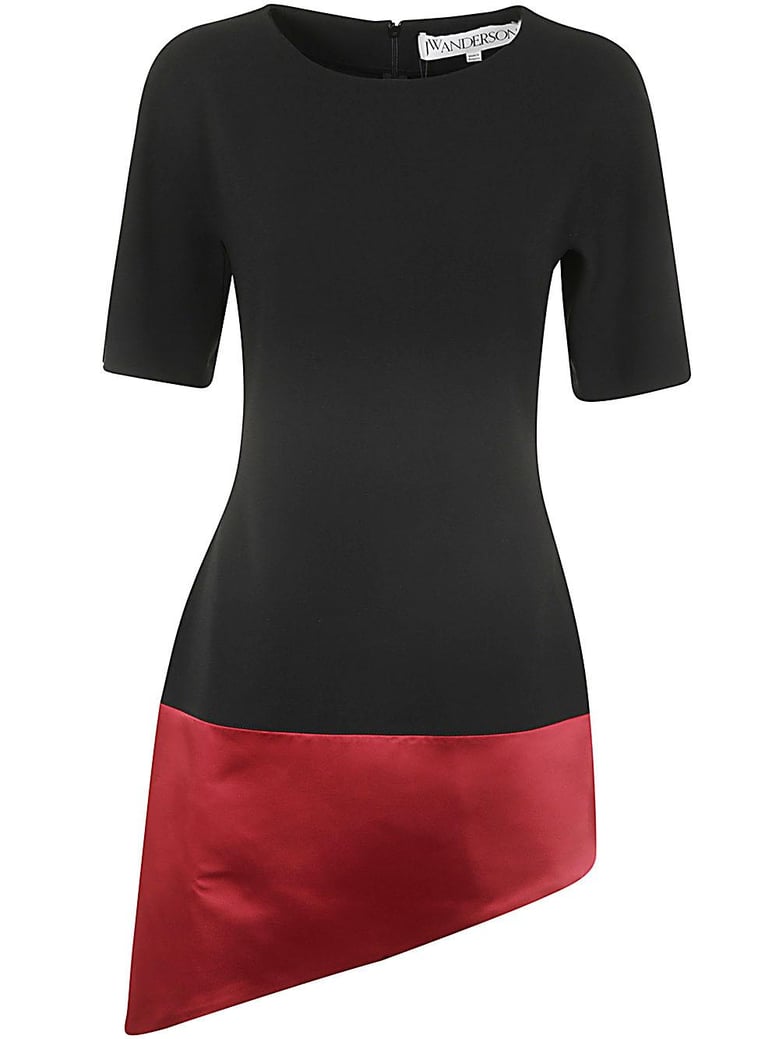 panneled diagonal hem dress by Selfnex
