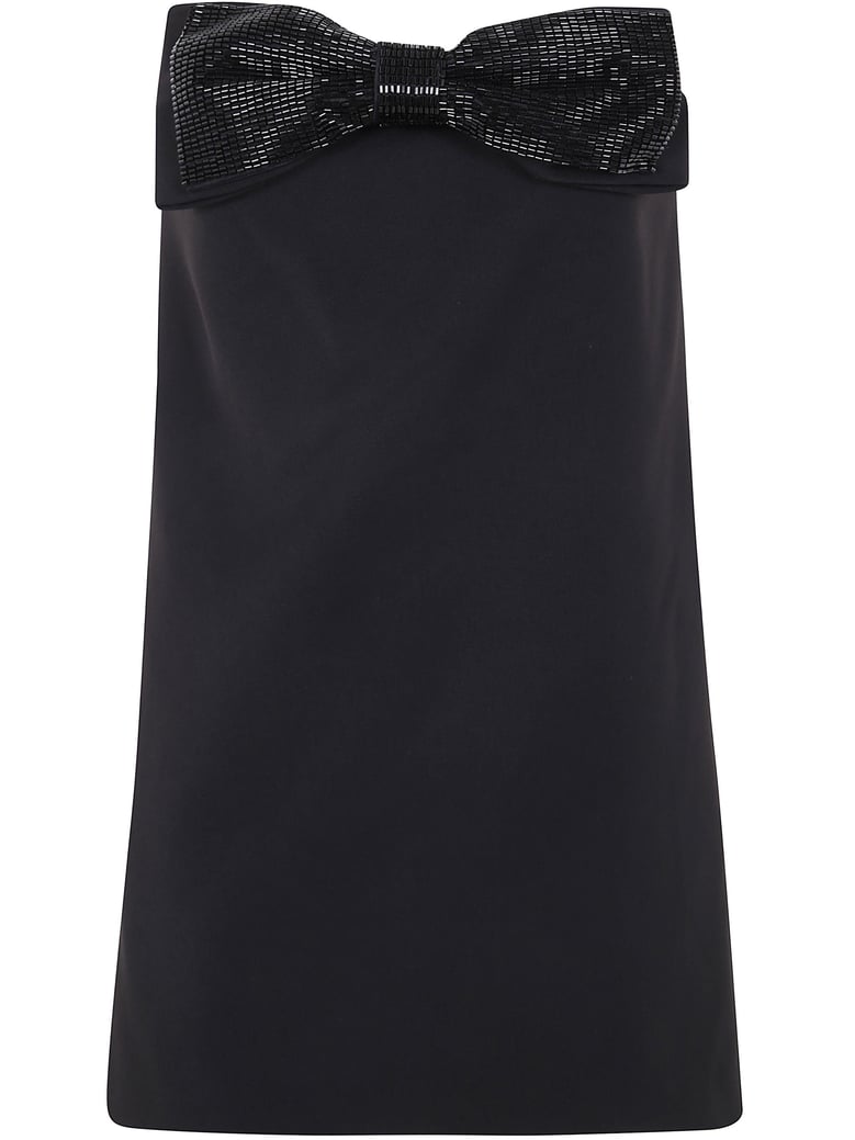 black crepe bandeau mini dress by Selfnex