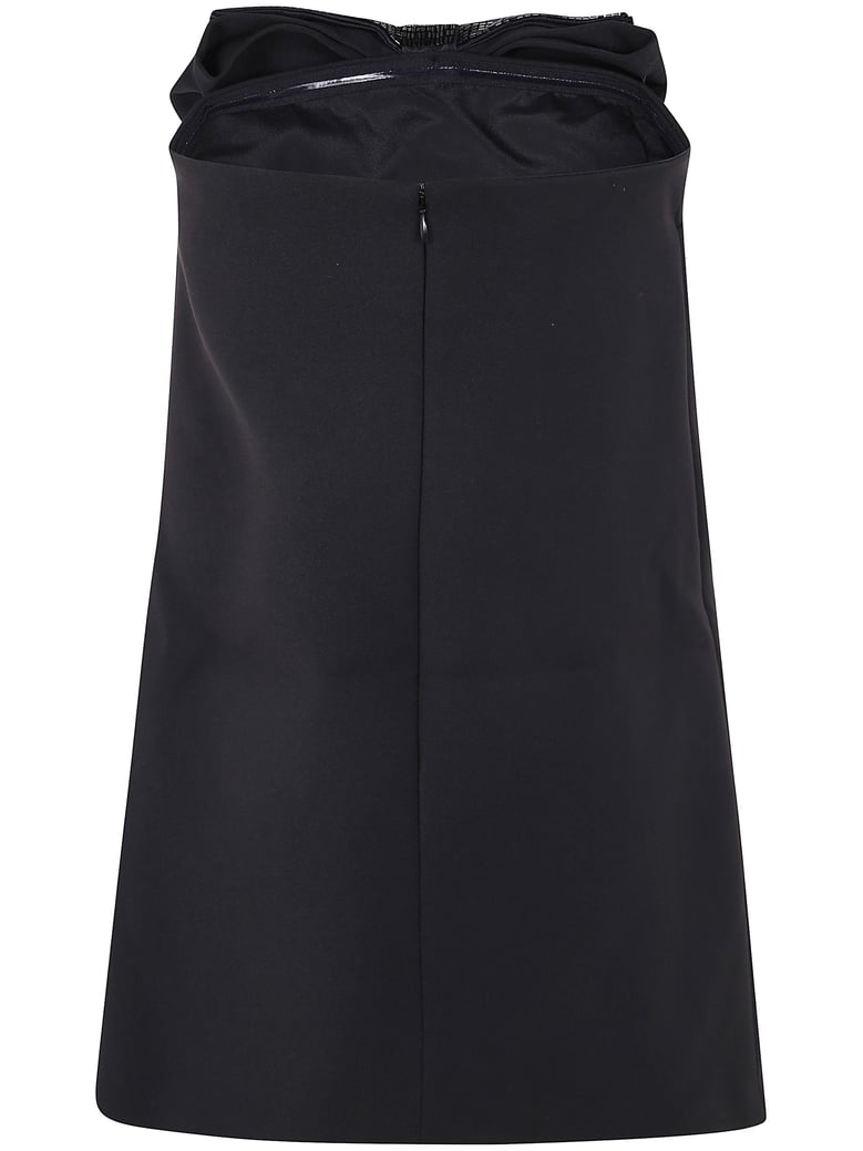 black crepe bandeau mini dress by Selfnex