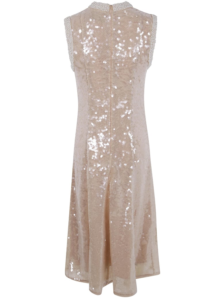 sequin pearl trim midi dress by Selfnex