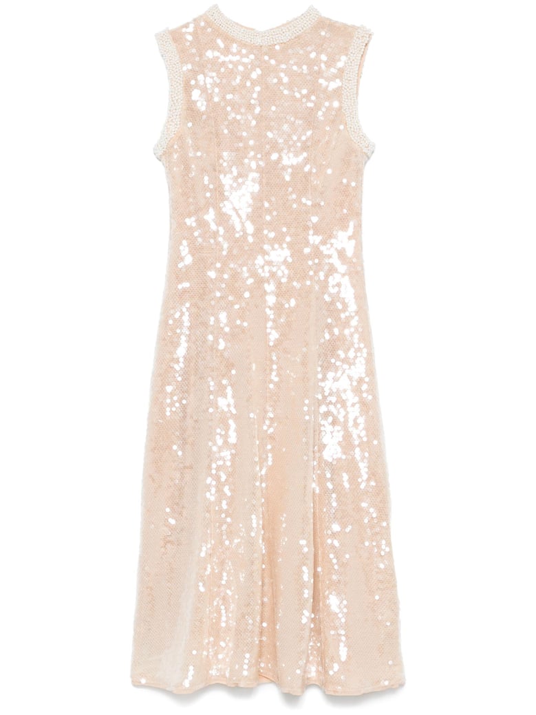 sequin pearl trim midi dress by Selfnex