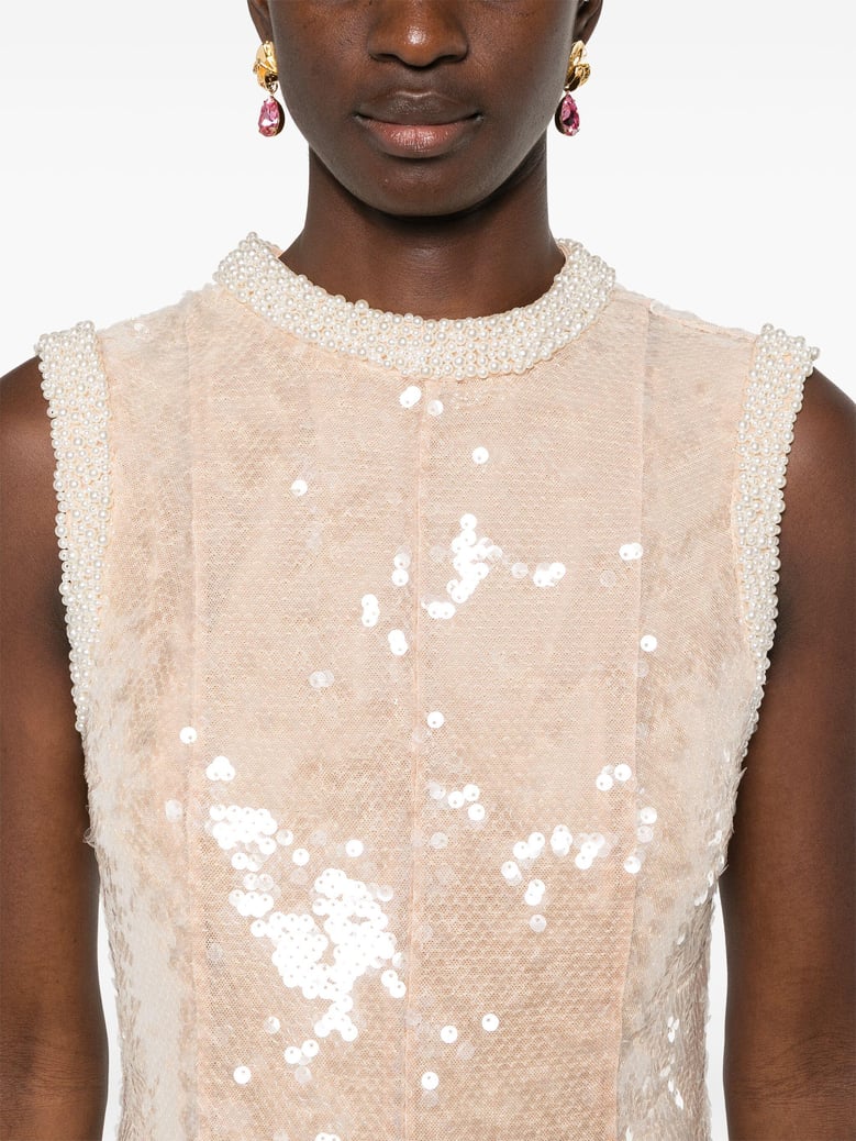 sequin pearl trim midi dress by Selfnex