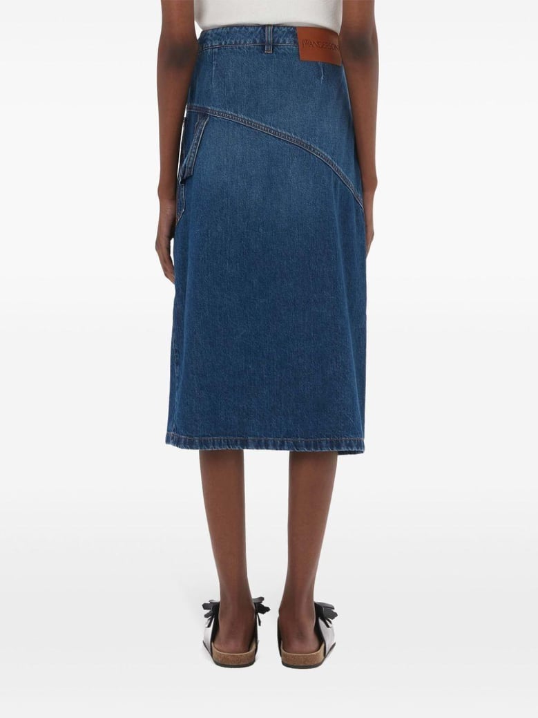 twisted midi skirt denim by Selfnex
