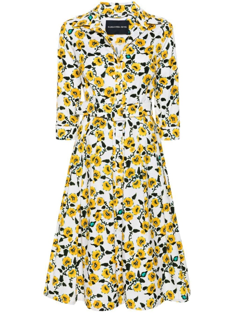 audrey 3/4 sleeves shirt collar long dress by Selfnex