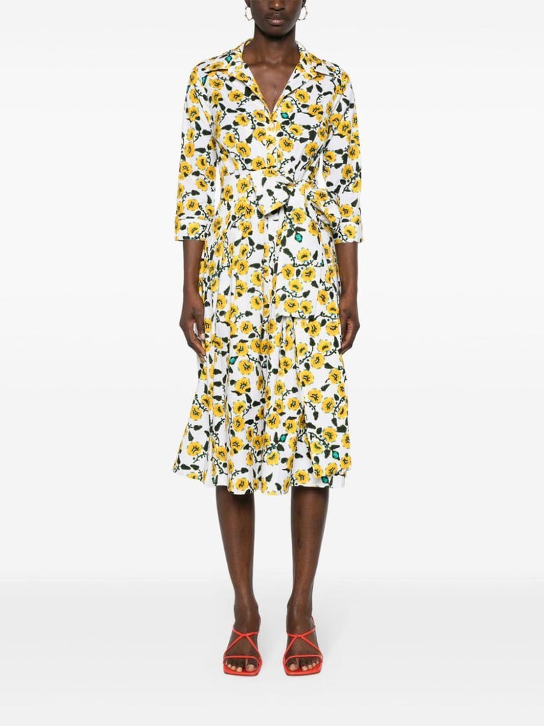 audrey 3/4 sleeves shirt collar long dress by Selfnex