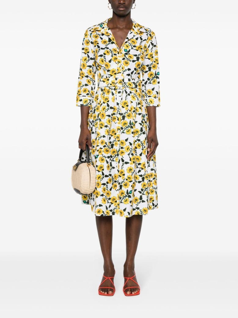 audrey 3/4 sleeves shirt collar long dress by Selfnex