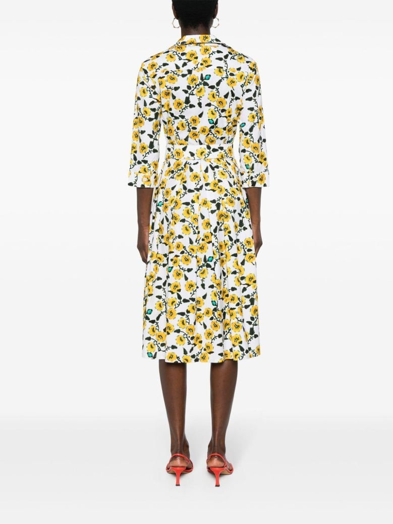audrey 3/4 sleeves shirt collar long dress by Selfnex