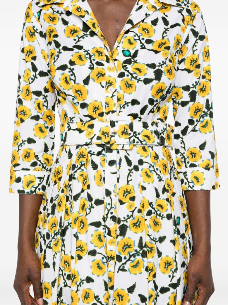 audrey 3/4 sleeves shirt collar long dress by Selfnex