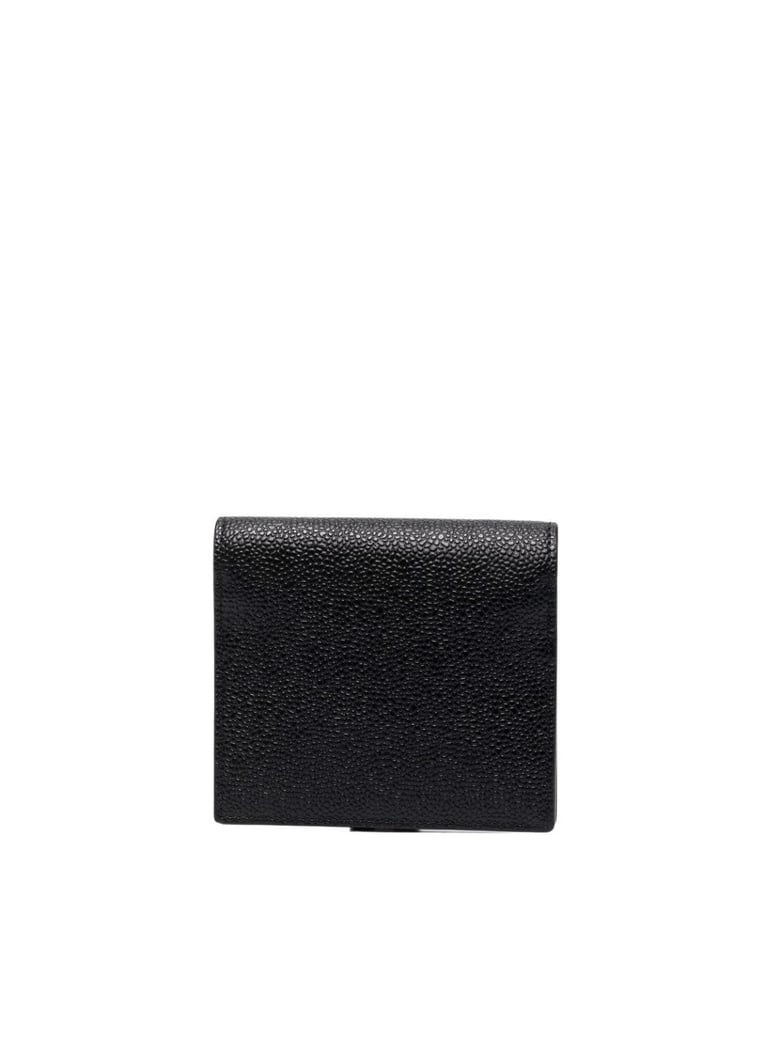 3-bow card holder w/ chain strap in pebble grain leather - l12 h13 w3 by Selfnex