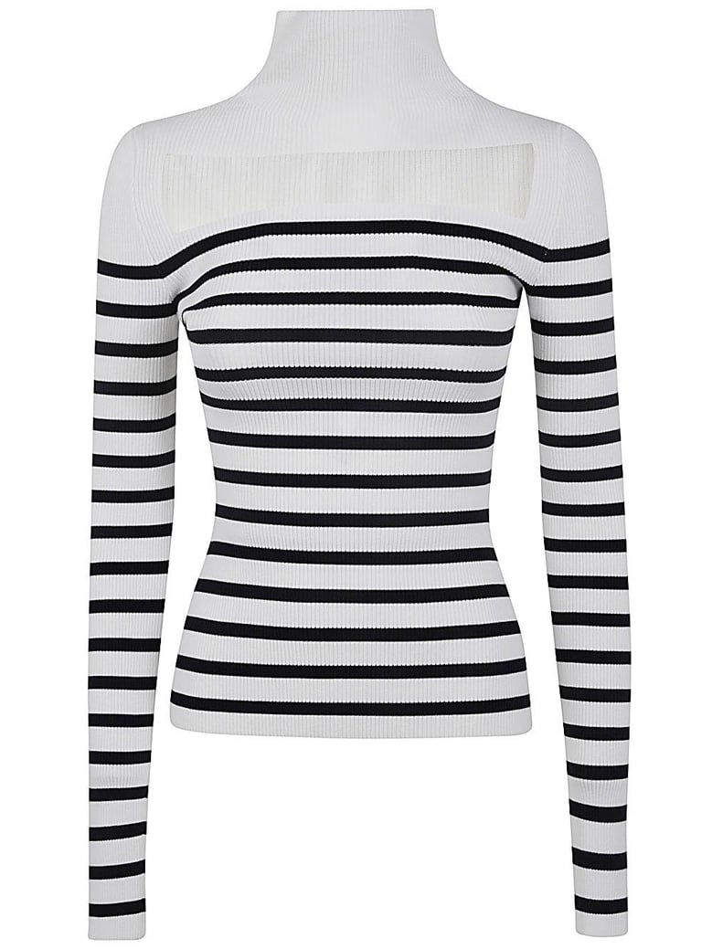 ribbed mariniere pullover with transparent window detail by Selfnex