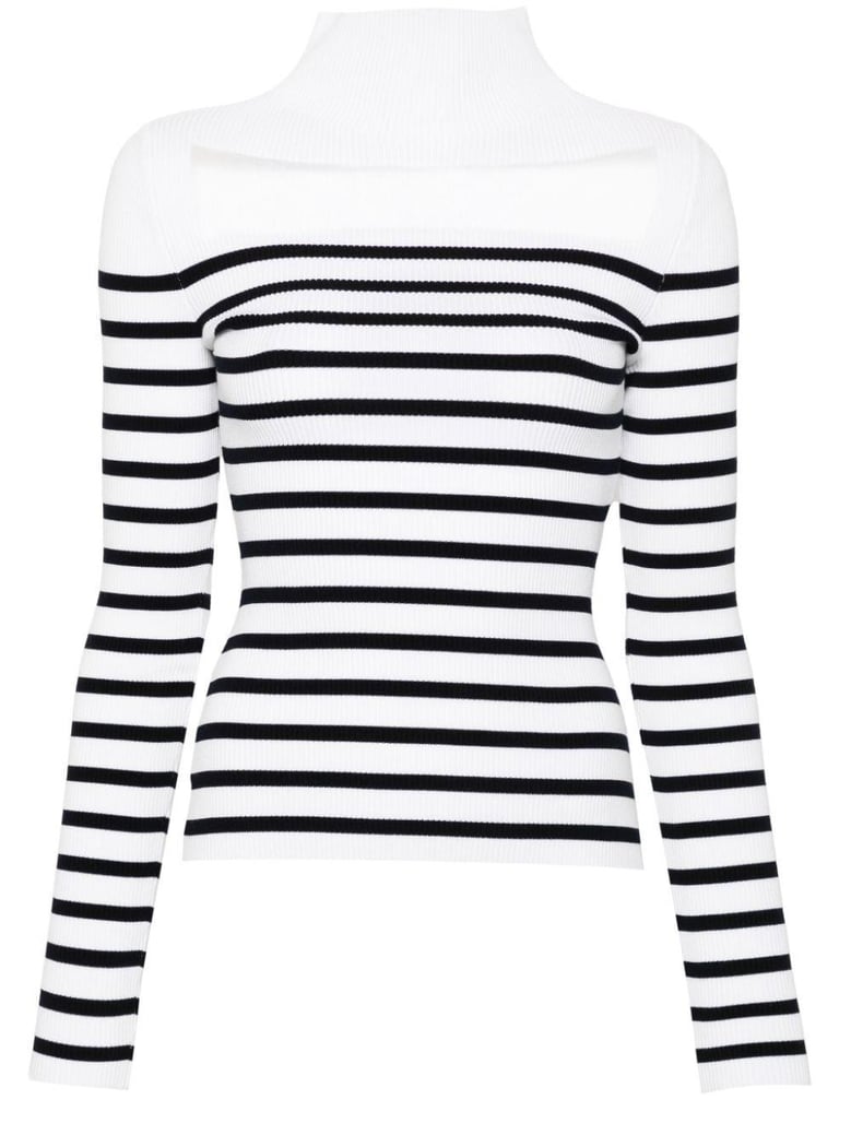 ribbed mariniere pullover with transparent window detail by Selfnex