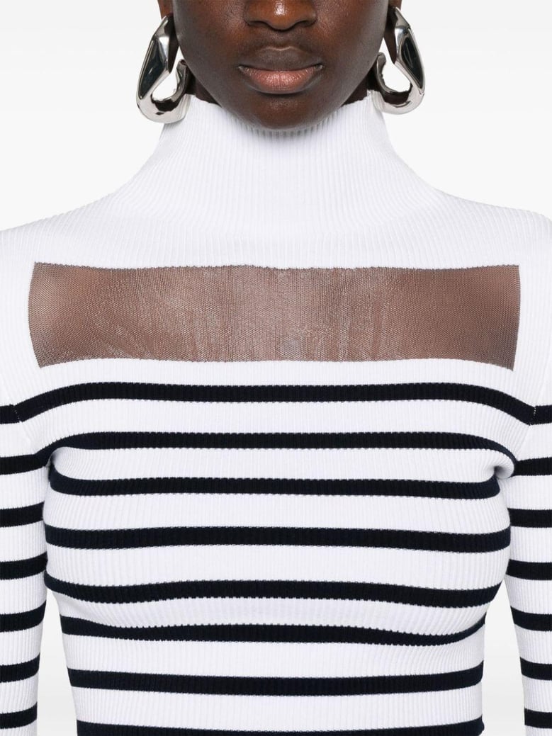 ribbed mariniere pullover with transparent window detail by Selfnex