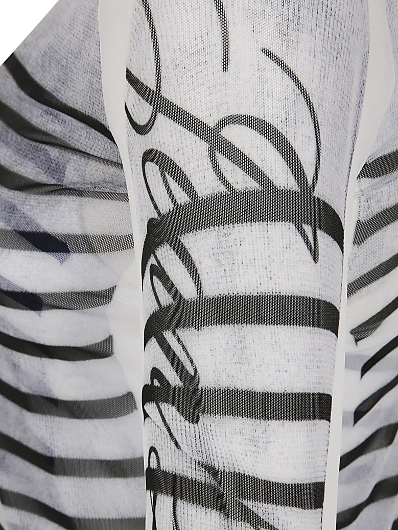 spandex and mesh longsleeve top printed feathers mariniere by Selfnex