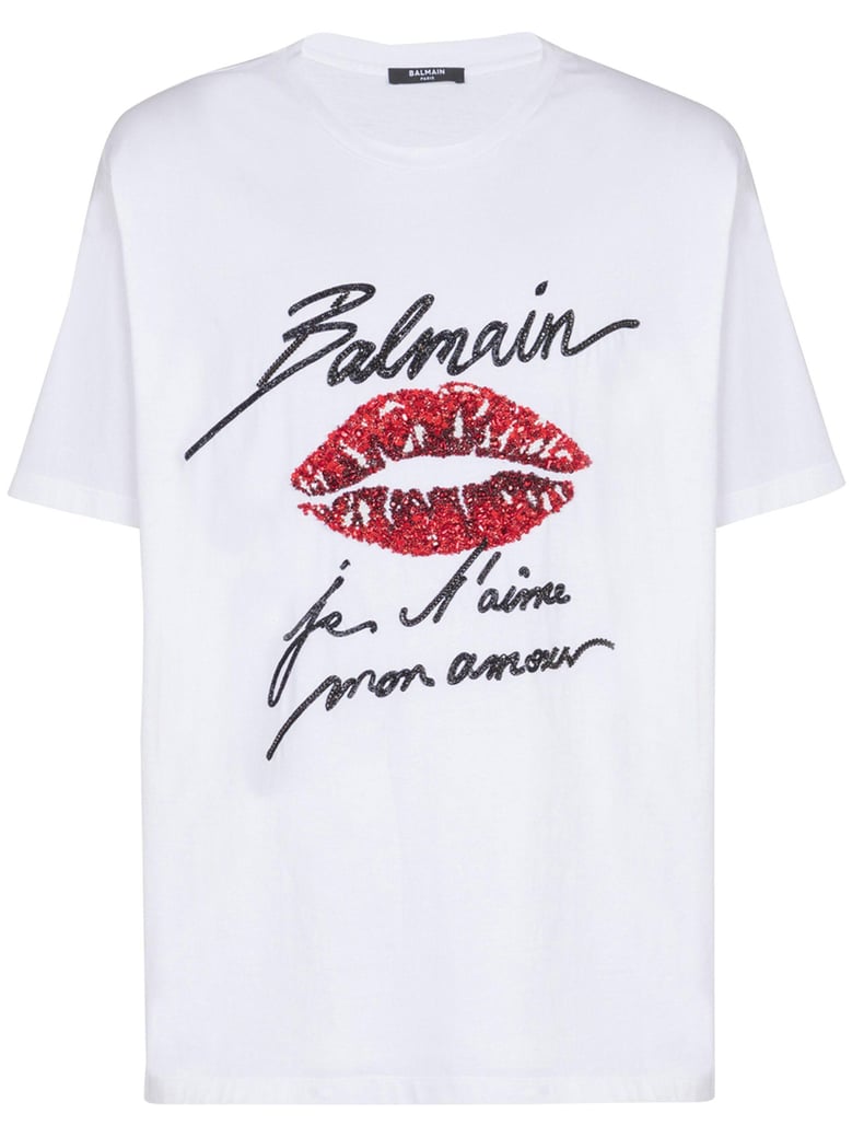 & lips embroid t-shirt - reg fit by Selfnex