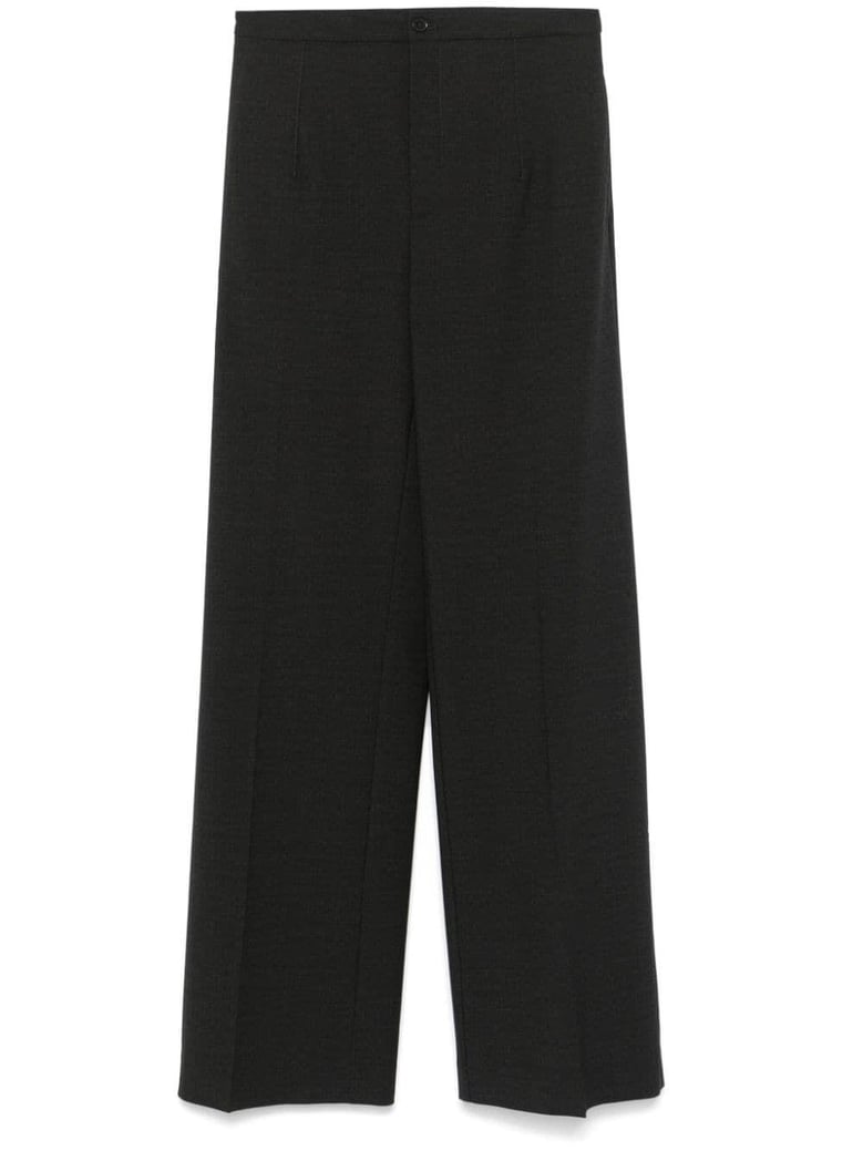 grey virgin wool elastane pants by Selfnex