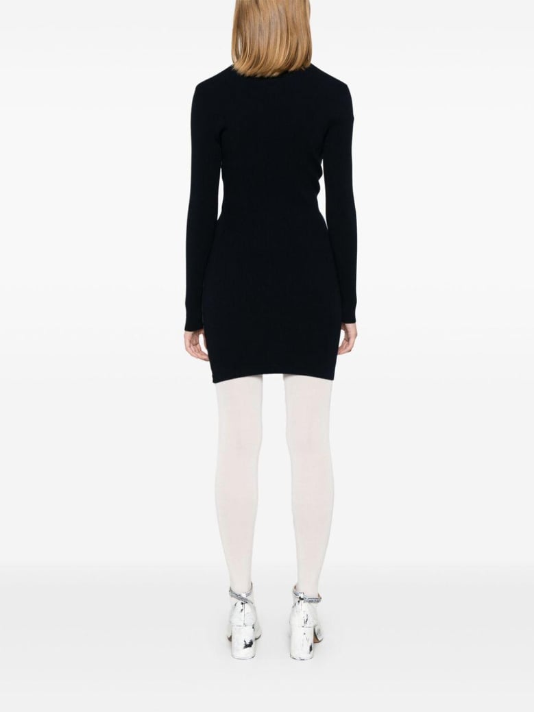 ribbed mariniere short dress with mesh layer by Selfnex