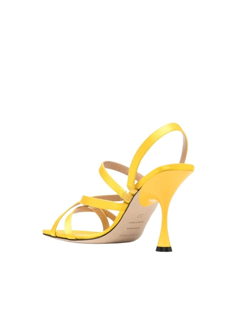 crepe satin leather heeled sandal by Selfnex