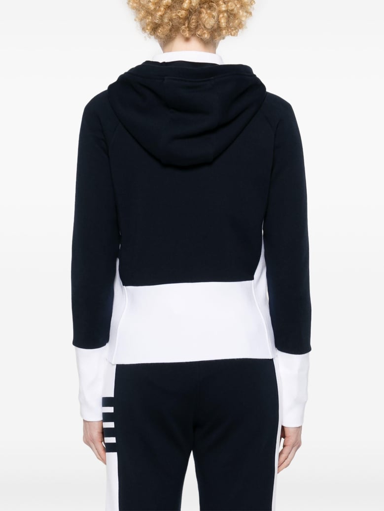 blouson zip up hoodie w/ engineered 4 bar in color blocked solid classic loopback jersey by Selfnex