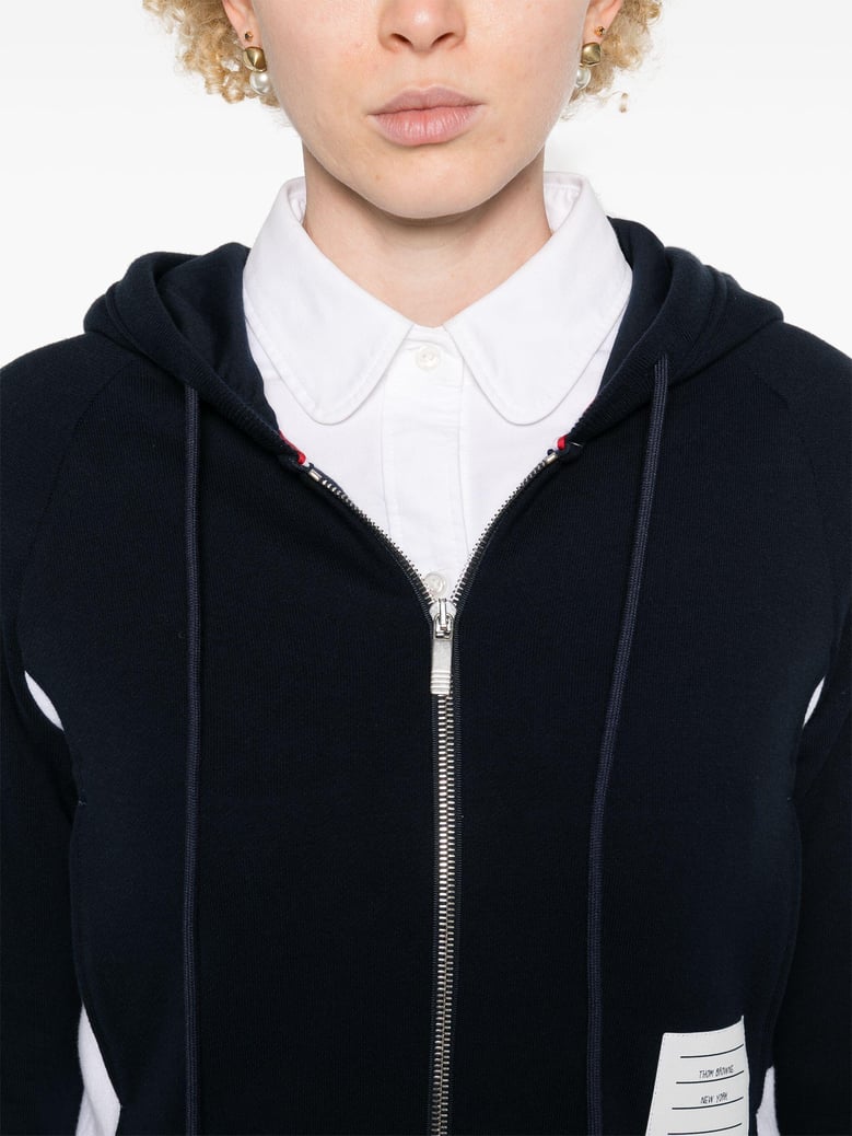blouson zip up hoodie w/ engineered 4 bar in color blocked solid classic loopback jersey by Selfnex