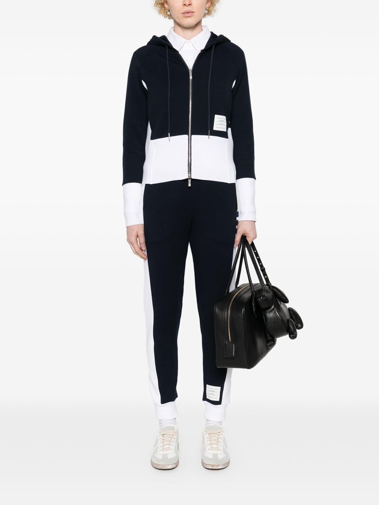 blouson zip up hoodie w/ engineered 4 bar in color blocked solid classic loopback jersey by Selfnex
