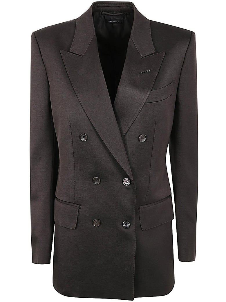 silk and wool twill double breasted jacket by Selfnex