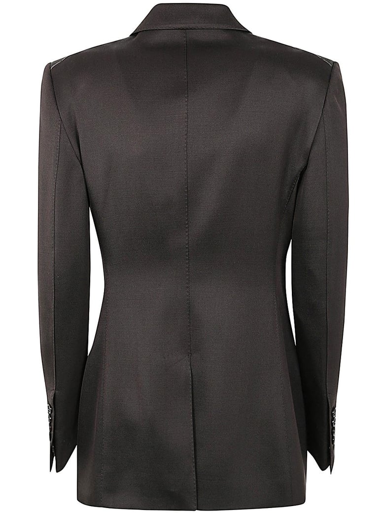 silk and wool twill double breasted jacket by Selfnex