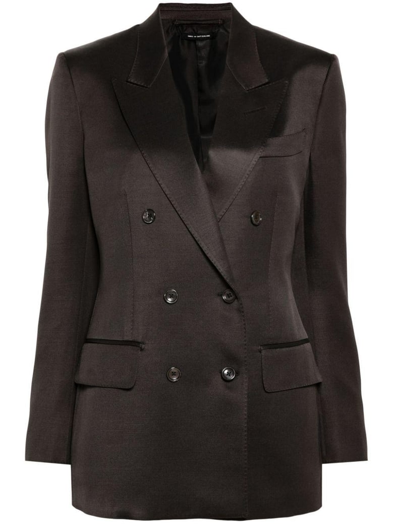 silk and wool twill double breasted jacket by Selfnex