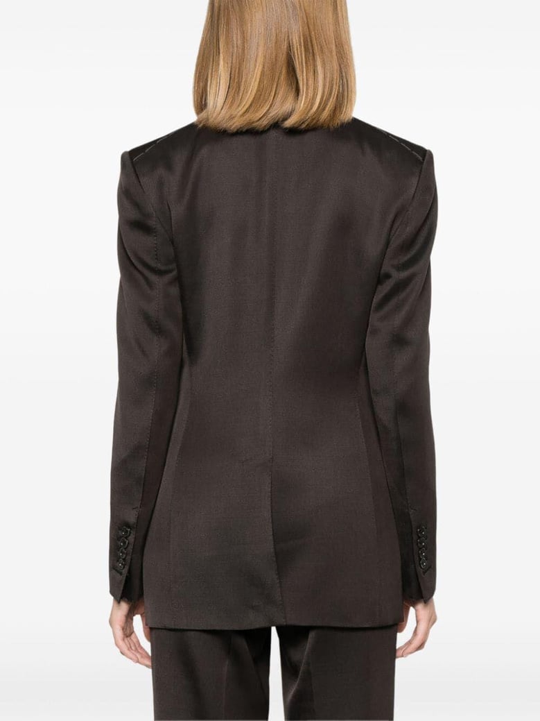 silk and wool twill double breasted jacket by Selfnex