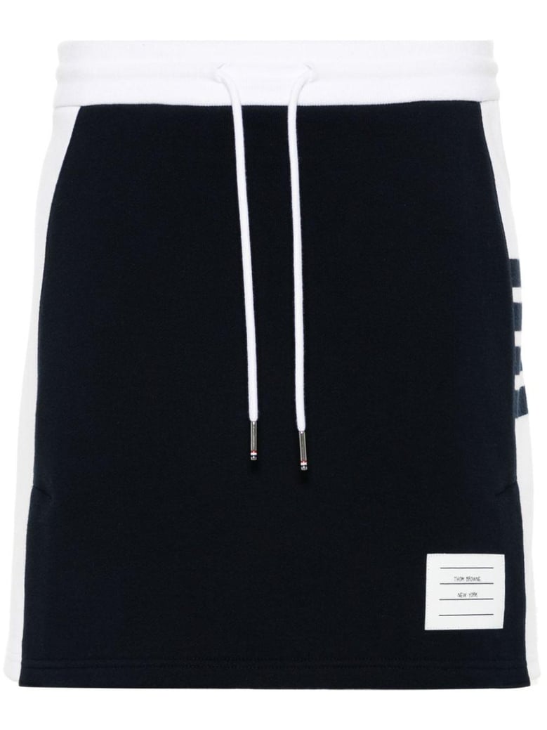 mini skirt w/ engineered 4 bar in blocked classic solid classic loopback jersey by Selfnex