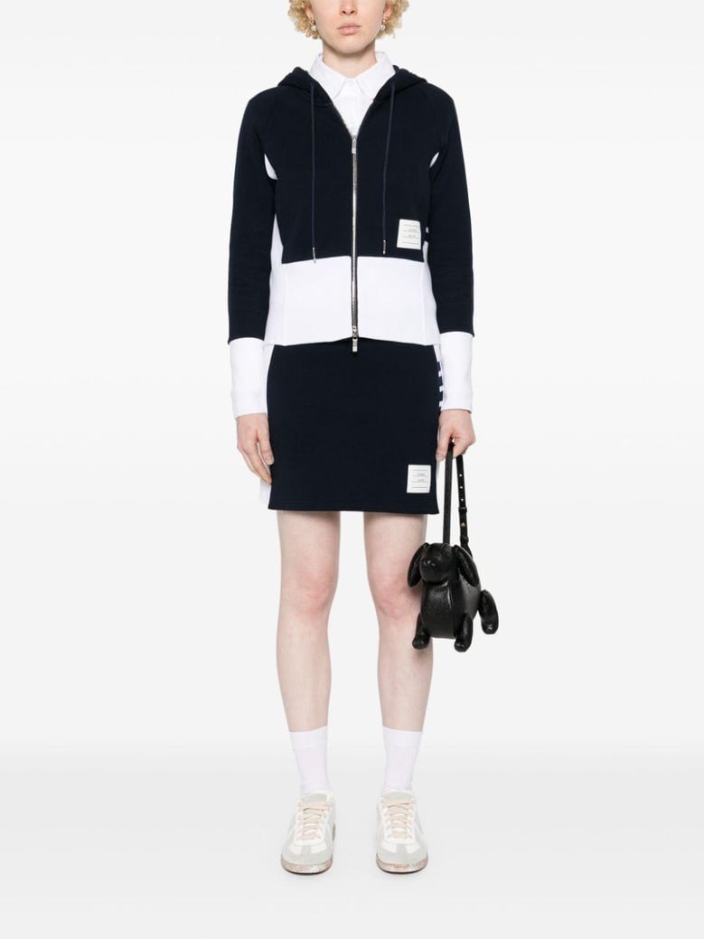 mini skirt w/ engineered 4 bar in blocked classic solid classic loopback jersey by Selfnex
