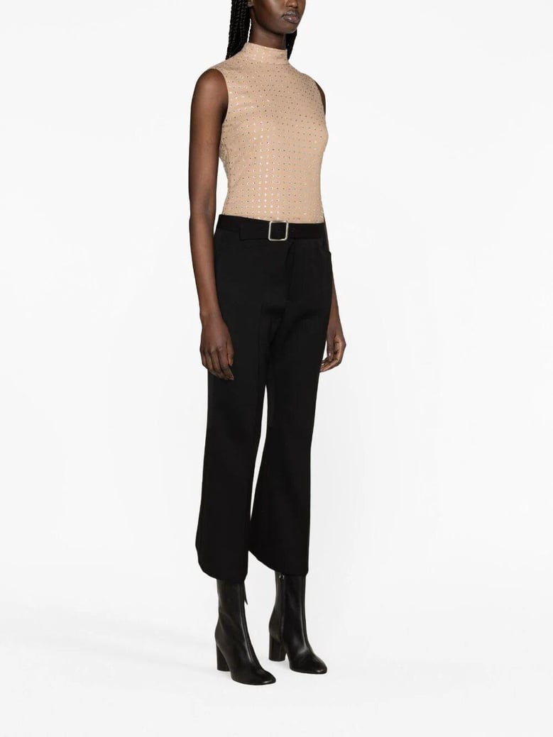 fitted cropped pant with flared hem by Selfnex