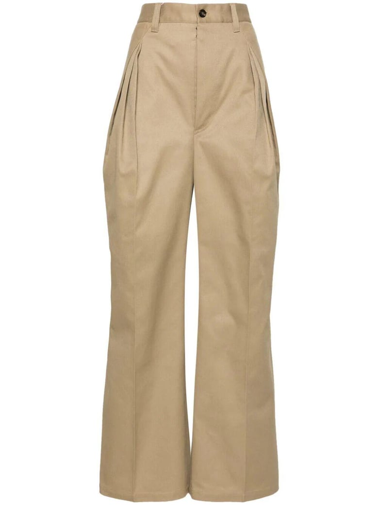 brown polyester cotton pants by Selfnex