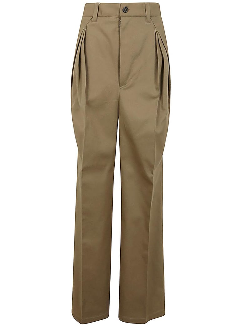 brown polyester cotton pants by Selfnex